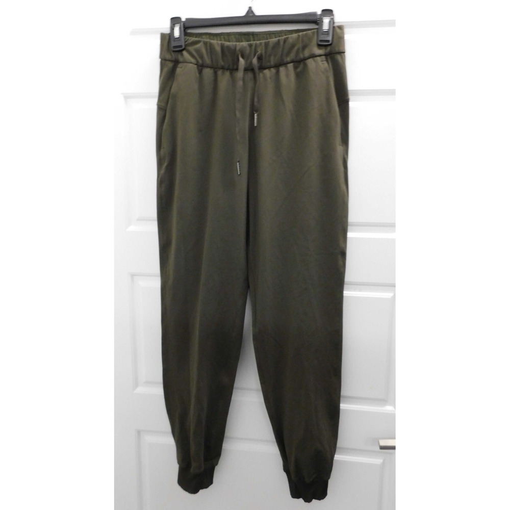 LULULEMON Dark Olive Green Drawstring Cuff‎ Bottom Sweat Pants sz XS